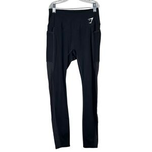 Gymshark Black Mesh Panel Detail Athletic Athleisure Leggings Pockets Small S